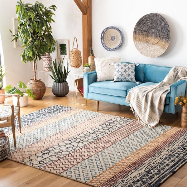 Capri 9 ft. x 12 ft. Ivory/Charcoal Geometric Area Rug