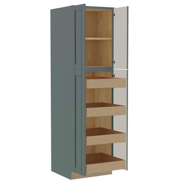 Home Decorators Collection Washington 24 in. W x 24 in. D x 84 in. H Assembled Plywood Utility Kitchen Cabinet in Green with Soft Close Doors
