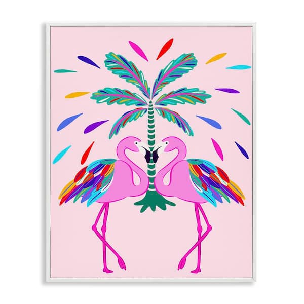 Stupell Industries Mirrored Flamingos Flair by Catalina Aguirre White Framed Animal Giclee Art Print 30 in. x 24 in.