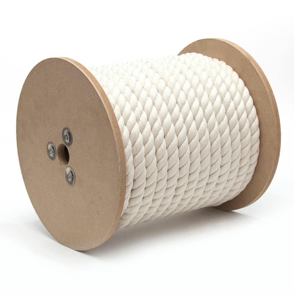 KingCord 3/8 in. x 300 ft. Natural 3-Strand Twisted Cotton Rope