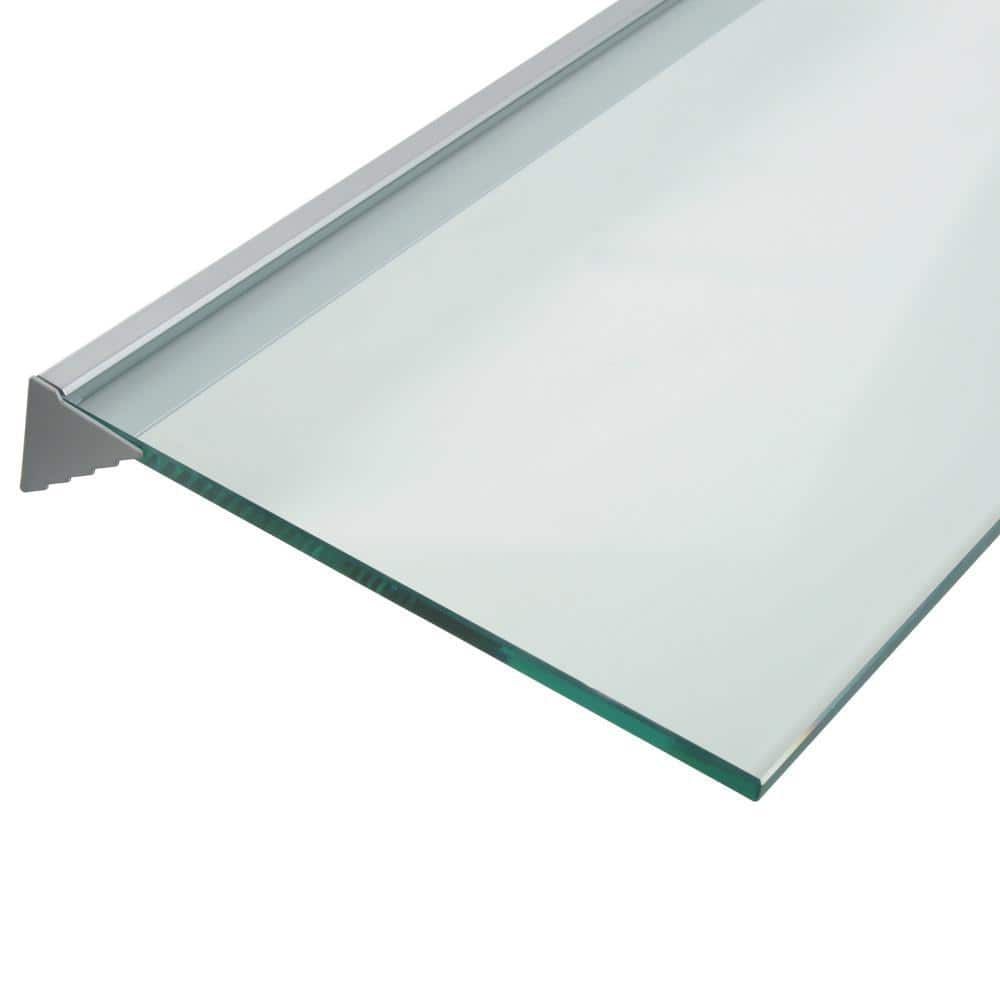 Glacier Clear Glass Floating Wall Shelf with Silver Bracket