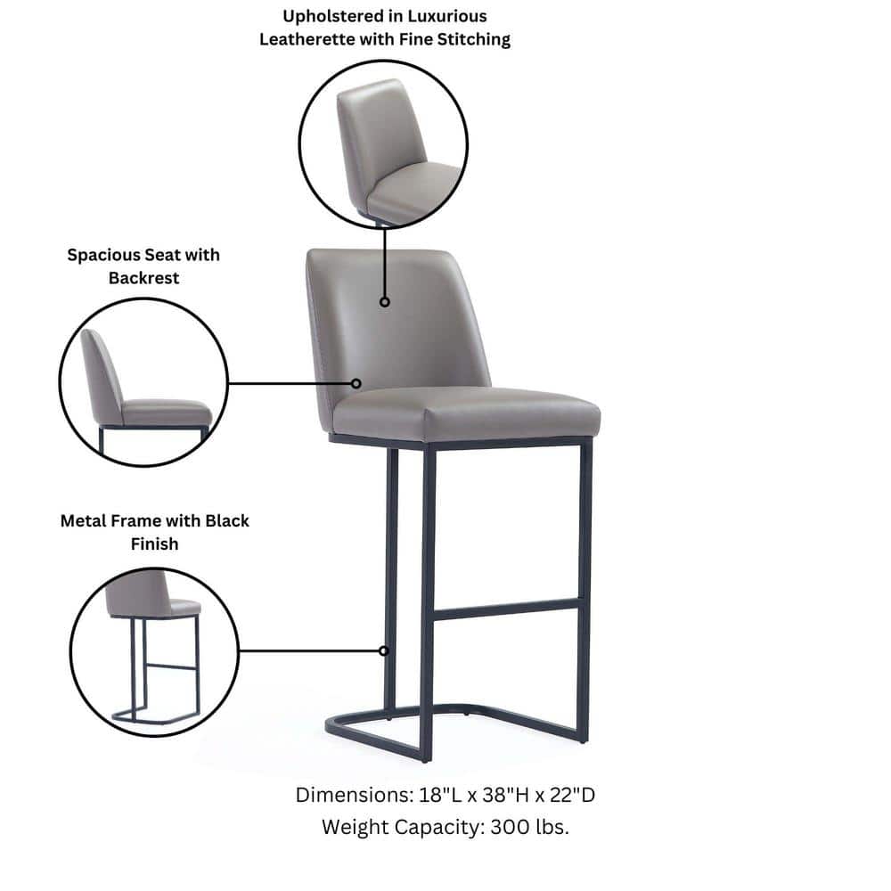 Gray Leatherette and Metal Counter Height Barstools, Set of 3