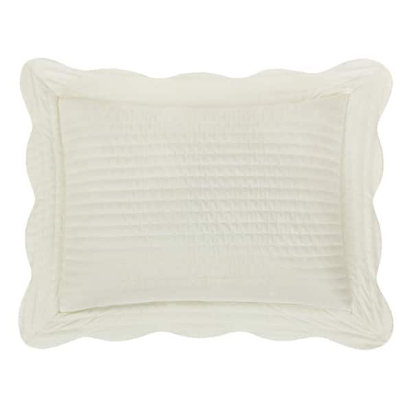 Unbranded Ashford Cream Solid Cotton King Quilted Sham 20 in. L x 36 in. W