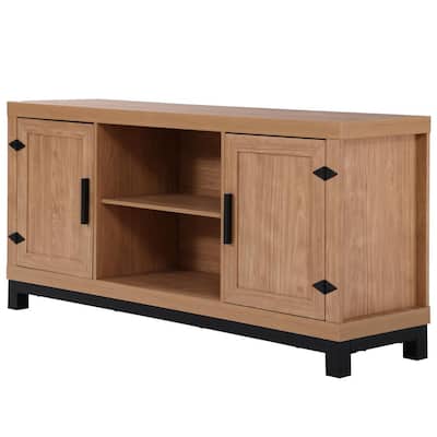 Lola 57.9 in. Natural Oak TV Stand Fits TV's up to 65 in. with Storage
