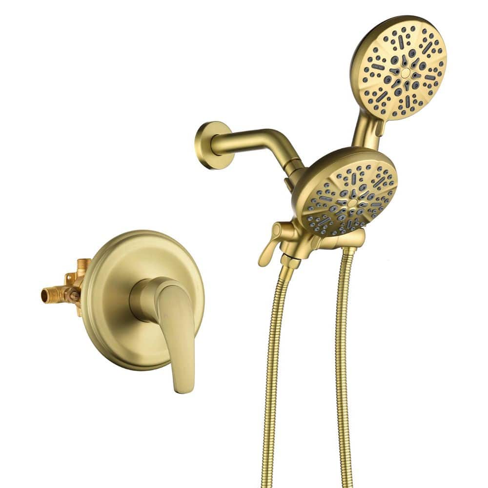 Single-Handle 7-Spray Patterns with 1.75 GPM 4.72 in. Wall Mount Handheld Shower Head in Brushed Gold (Valve Included) price history on PriceWatchPro