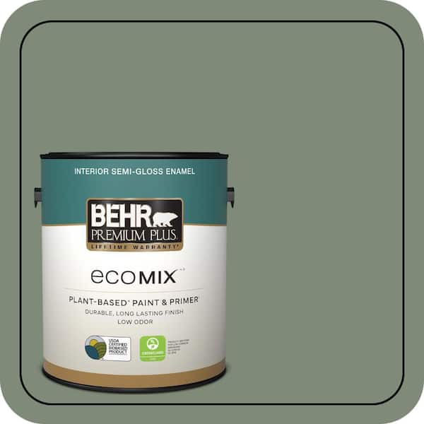 1 gal. #N400-5 Thai Basil Semi-Gloss Enamel EcoMix Plant-Based Interior Paint & Primer