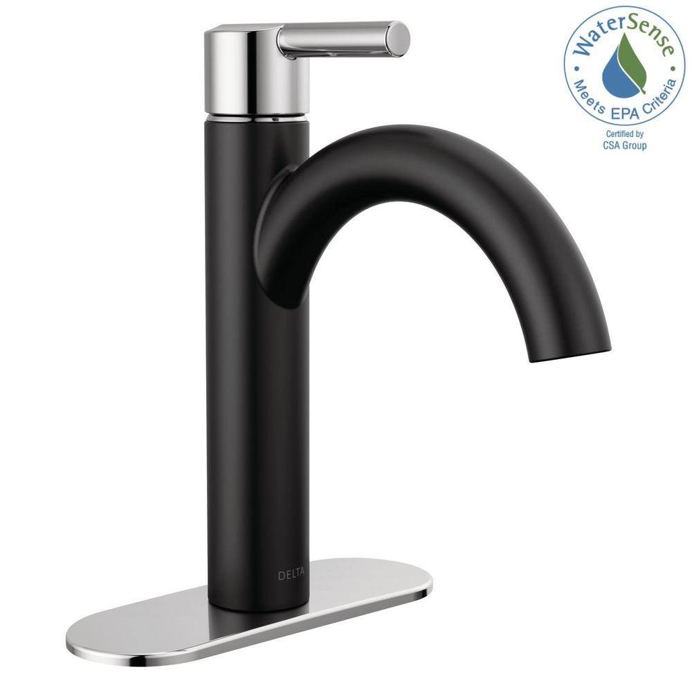 Matte Black and Chrome Single Handle Bathroom Faucet