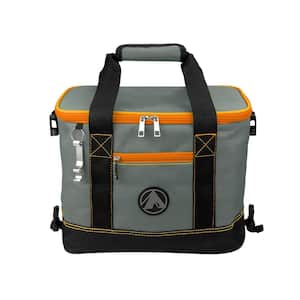 2-Cargo Pockets Collapsible Soft Cooler with Bottle Opener in Orange