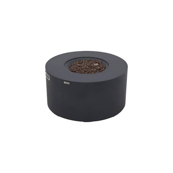 Pacaya 43 in. 45000 Btu's Dark Grey Concrete Propane Outdoor Fire Pit with Lava Rocks and Cover