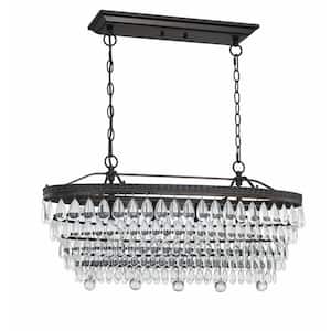 30 in. L 5-Light Bronze Crystal Chandelier Ceiling Light Fixture for Dining Room Kitchen Bedroom with Crystal Accent