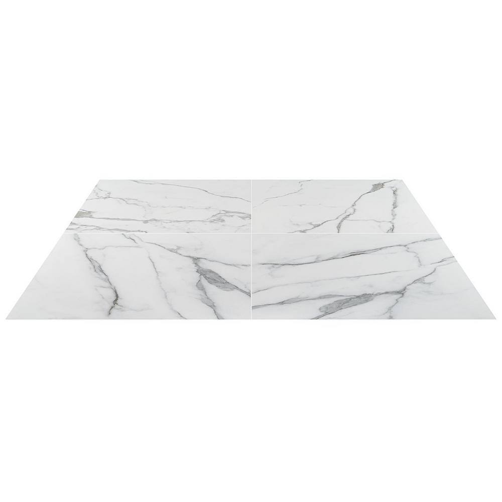 24" x 24" White Matte Porcelain Marble Look Tile