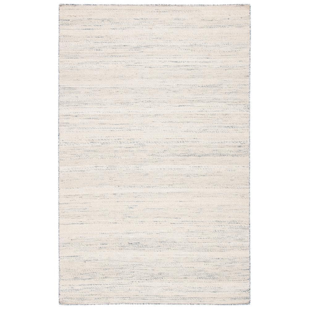 Beige and Grey Hand-Knotted Wool Rectangular Rug 4' x 6'