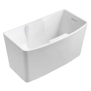 Aqua Eden 51 in. Acrylic Flatbottom Freestanding Bathtub in Glossy White with Drain and Integrated Seat