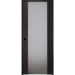 Avanti 202 18" x 92 1/2" Left-Hand Frosted Glass Composite Core Black Apricot Wood Single Prehung Interior Door