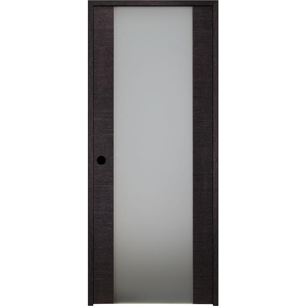 Belldinni Avanti 202 32" x 92 1/2" Left-Hand Frosted Glass Composite Core Black Apricot Wood Single Prehung Interior Door