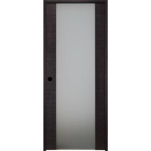 Avanti 202 36" x 92 1/2" Left-Hand Frosted Glass Composite Core Black Apricot Wood Single Prehung Interior Door