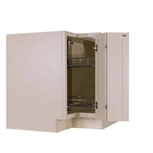 LIFEART CABINETRY Princeton Assembled 33 in. x 34.5 in. x 24 in. Base Lazy Susan Cabinet in Creamy White
