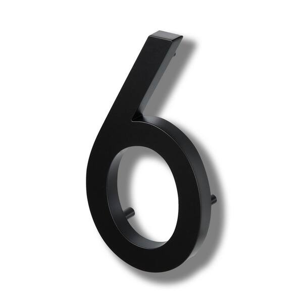 ELITE 10 in. Floating Modern Oversized Cast Aluminum Black House Number #6