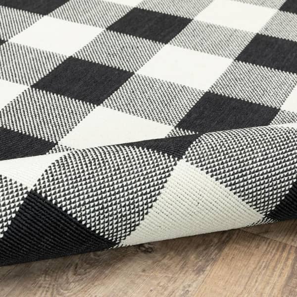 Bernadette Black 3 ft. x 5 ft. Unthemed Woven Striped Polypropylene Rectangle Area Rug
