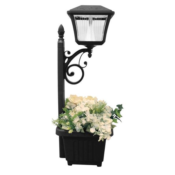 GAMA SONIC Solar Powered Black LED Path and Garden Light with Attachable Planter