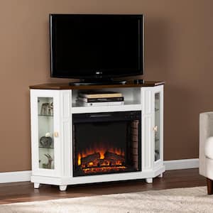 Rae 46.5 in. Electric Fireplace in White and Brown