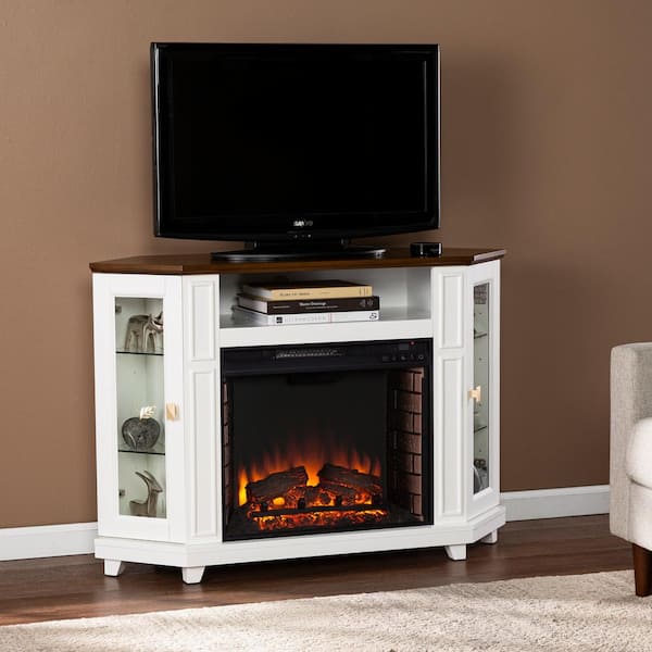 Southern Enterprises Rae 46.5 in. Electric Fireplace in White and Brown  HD053585 - The Home Depot