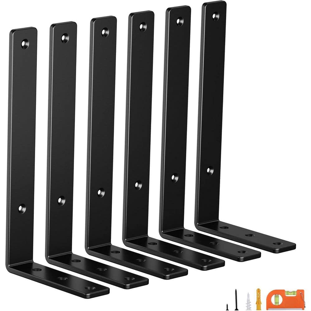 Black Powder Coated Steel Shelf Brackets with Invisible Floating Support, Heavy Duty, 6-Pack, 1/4 Inch Thick price history on PriceWatchPro