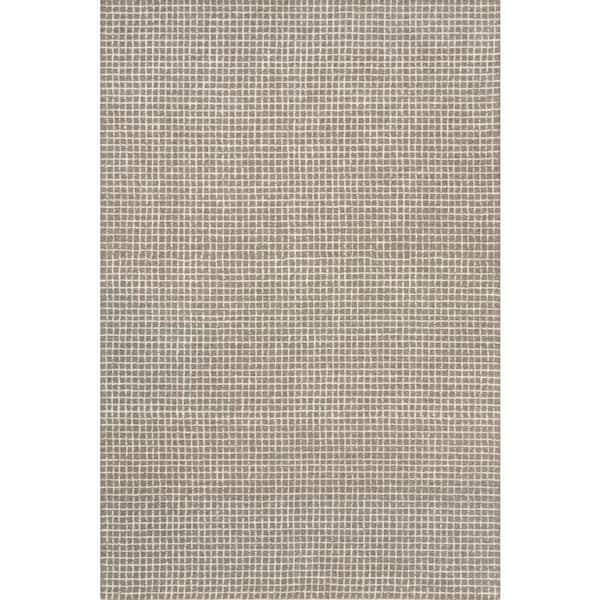 Melrose Checked Wool Area Grey 6 ft. x 6 ft. Indoor Square Rug