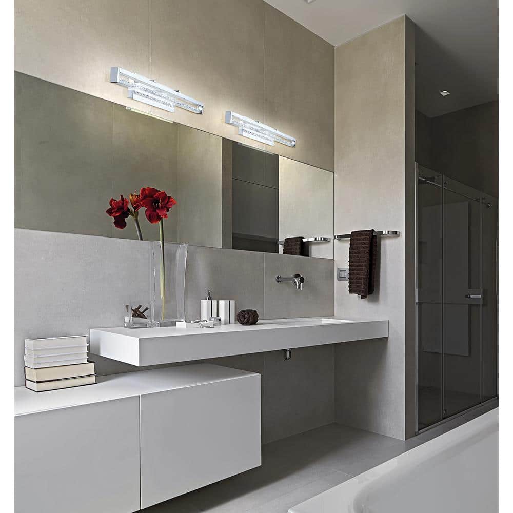 Cardito Chrome Crystal LED Vanity Wall Light, 27.5 in