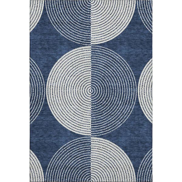 Mayfield Premium Machine Washable Abstract AMF2275 Navy 3 ft. x 4 ft. Area Rug