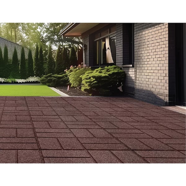 16 in. x 16 in. x 5/8 in. Brown SmartLoc Rubber Paver (9-Pack)