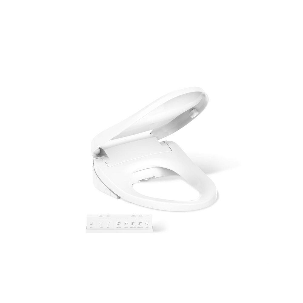 PureWash White Heated Elongated Bidet Toilet Seat with Remote
