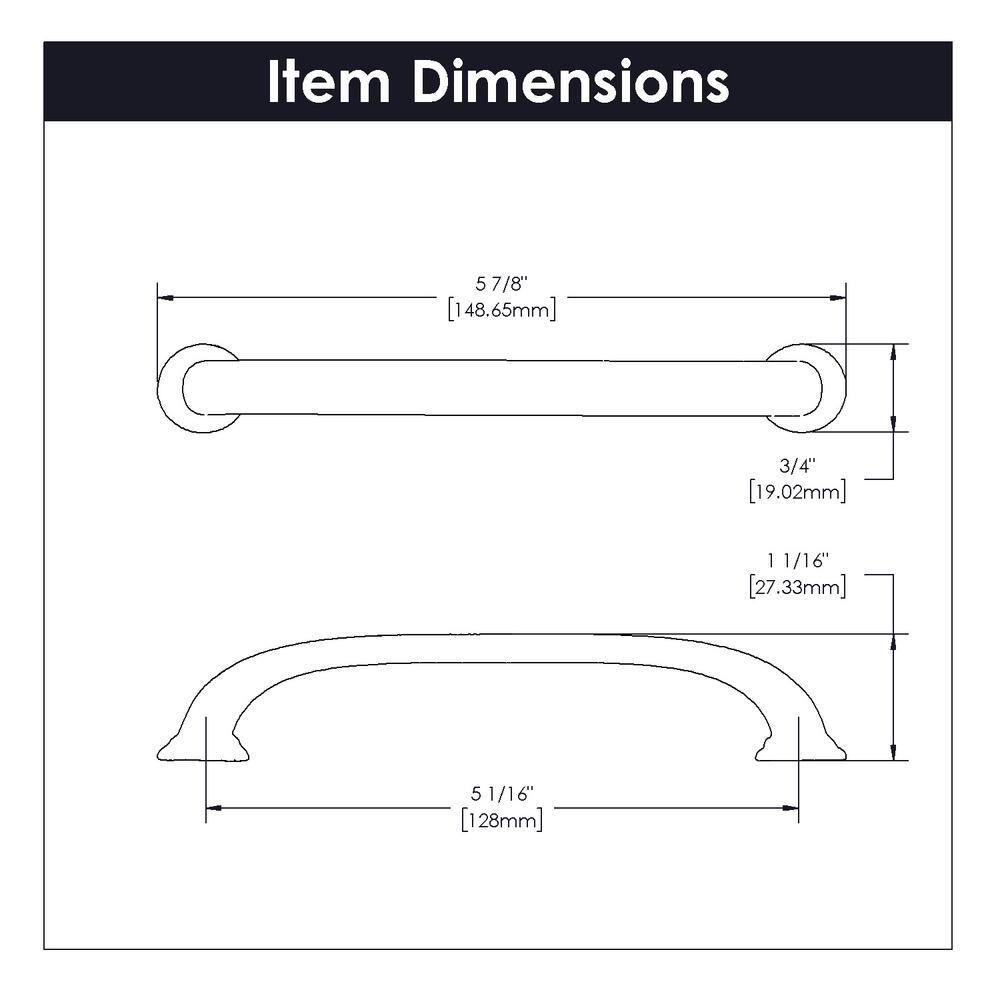 Matte Black Steel 5-Inch Bar Handle with Mounting Hardware