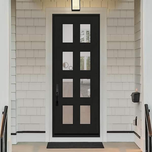 Regency 36 in. x 96 in. 8L Modern Clear Glass RHIS Onyx Stained Fiberglass Prehung Front Door w/6 in. Jamb