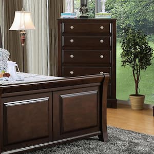 Vermo Brown Cherry 5-Drawer 39.38 in. Chest of Drawers