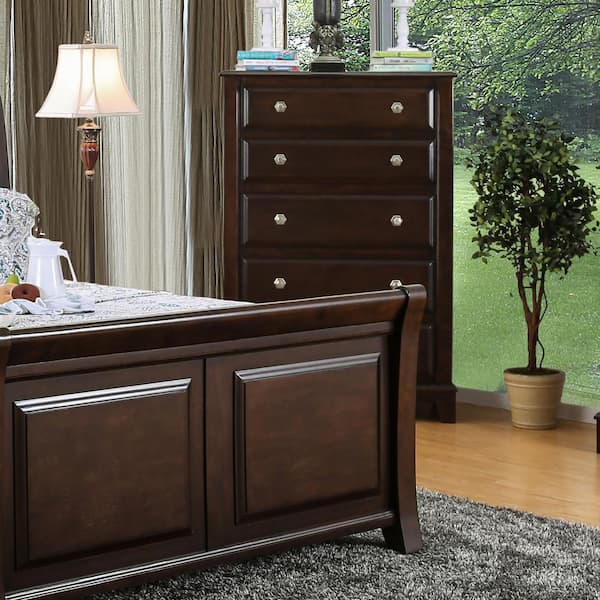Furniture of America Vermo Brown Cherry 5-Drawer 39.38 in. Chest of Drawers