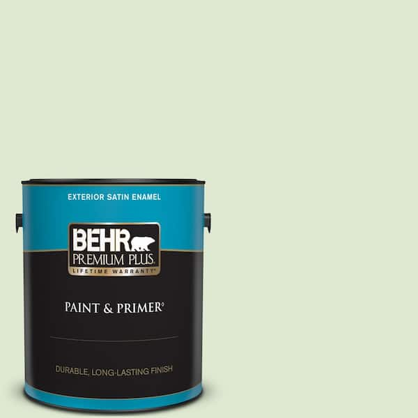 BEHR PREMIUM PLUS 1 gal. #M370-2 Cabbage Leaf Satin Enamel Exterior Paint & Primer