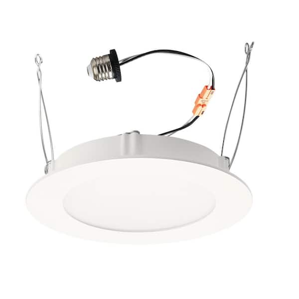 Photo 1 of 6 in. Selectable CCT Integrated LED Retrofit Ultra-Slim White Recessed Light Trim