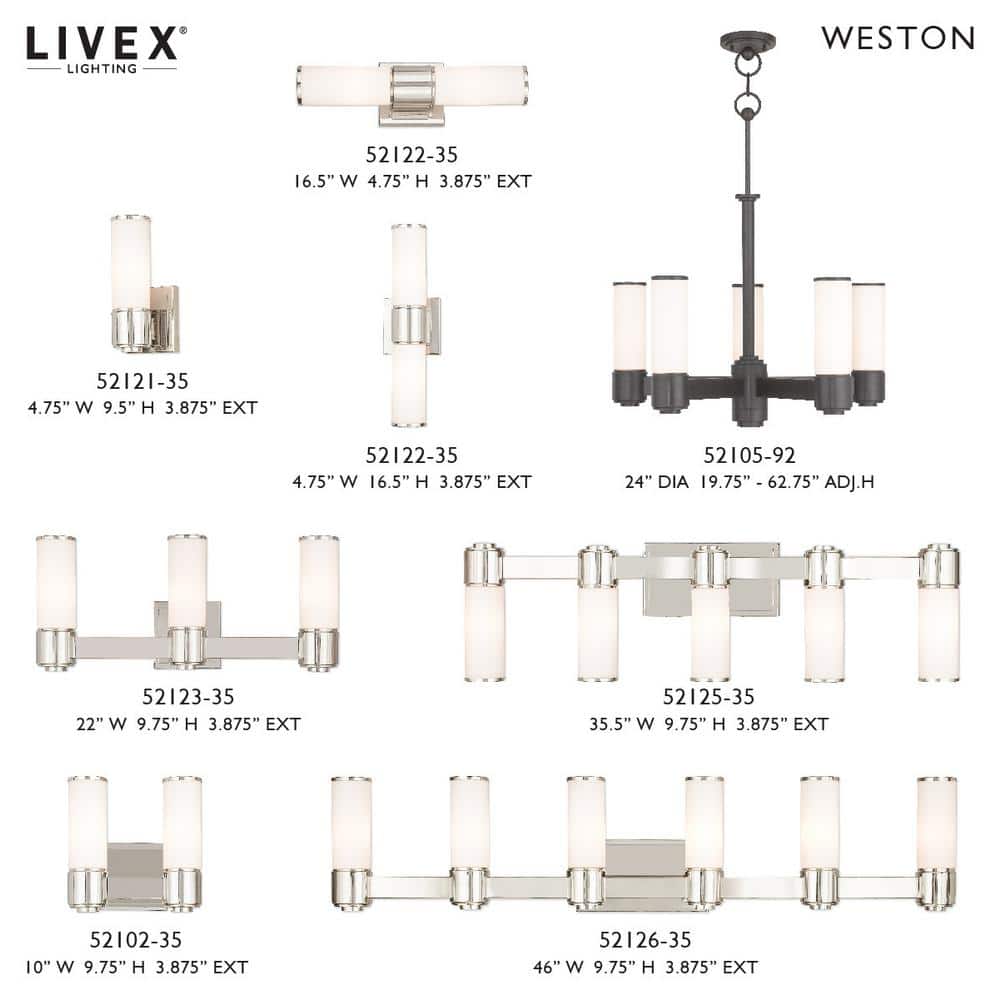 Weston Polished Nickel 2-Light Vanity with Satin Opal White Glass