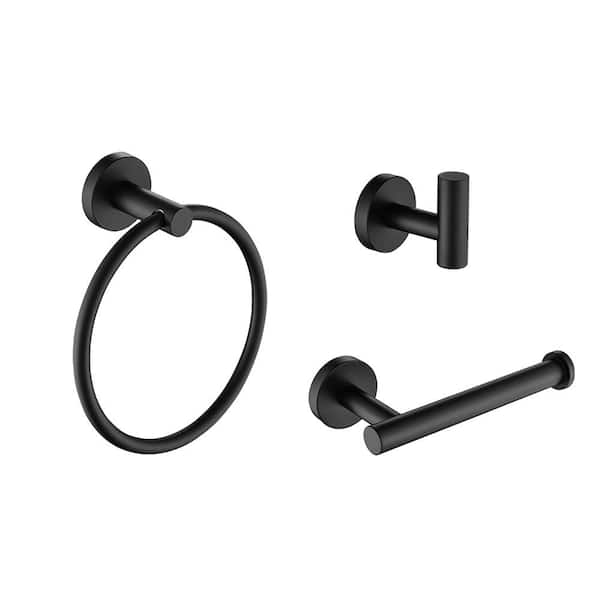 Aoibox 3-Piece Bath Hardware Set with Mounting Hardware, Hand Towel Holder, Towel Hooks in Matte Black