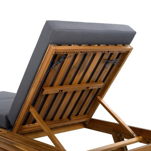 Teak-Colored Acacia Wood Outdoor Lounge Chair/Beach Chair with a 3