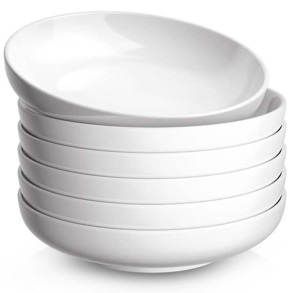 35 fl. oz. White Porcelain Pasta Bowls, Set of 6, Large Salad Bowls, Soup Bowl for Kitchen, Microwave & Dishwasher Safe