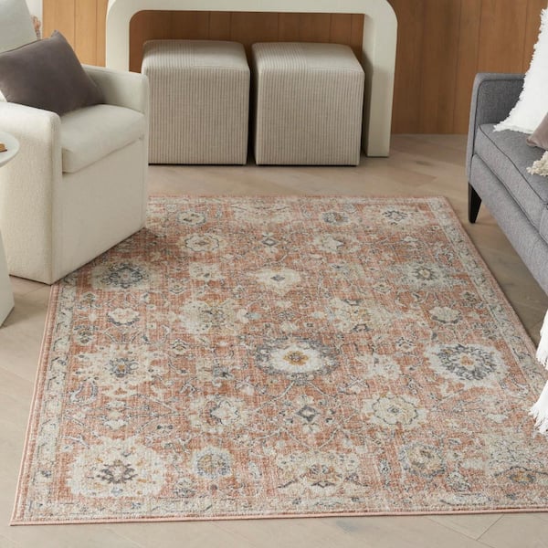 Oushak Home Rust 6 ft. x 9 ft. Floral Traditional Area Rug