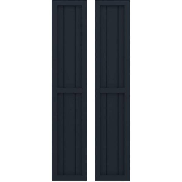 Ekena Millwork 10-1/2-in W x 70-in H Americraft 3 Board Real Wood Two Equal Panel Framed Board and Batten Shutters Starless Night Blue