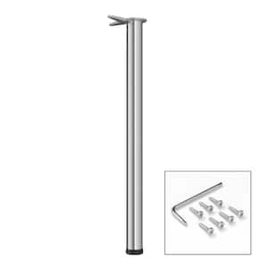 34 1/4 in. (870 mm) Chrome Metal Round Table Leg with Leveling Glide