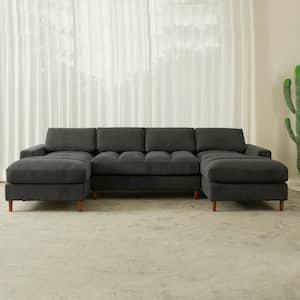 Monland 132 in. Square Arm Polyester Corduroy Upholstery U