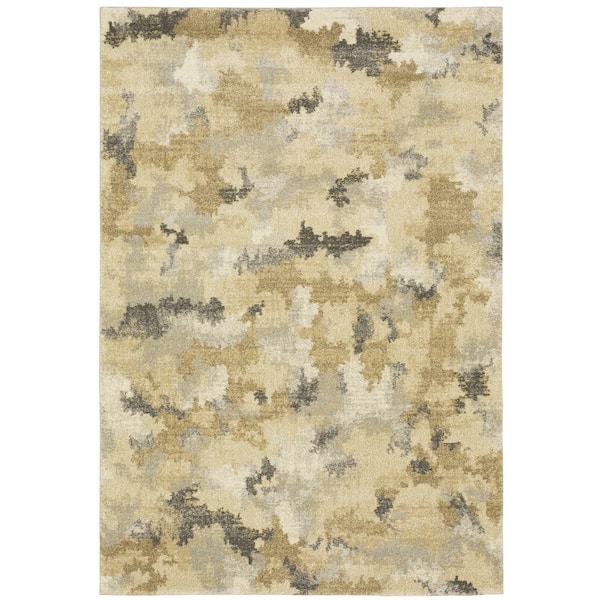 AVERLEY HOME Asbury Beige/Gold 4 ft. x 6 ft. Modern Abstract Polypropylene Indoor Area Rug
