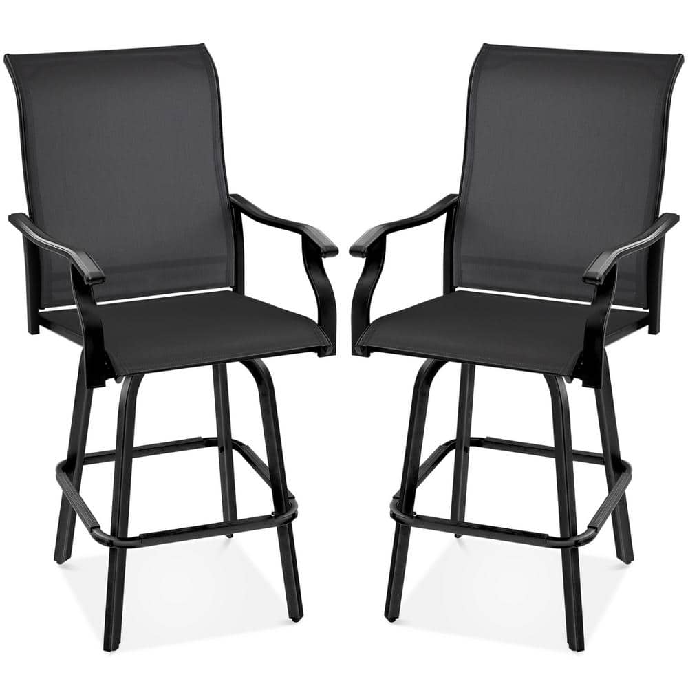Best Choice Products Black Metal Outdoor Swivel Patio Bar Stool Chairs