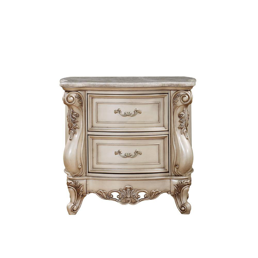 Acme Furniture Gorsedd 2Drawer Antique White Nightstand (32 in. H X 34 in. W X 20 in. D) 27443