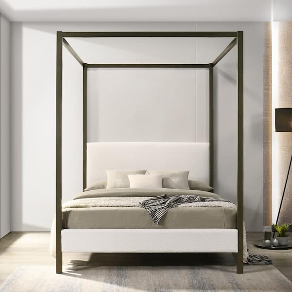 Beecher White Iron Frame Queen Canopy Bed